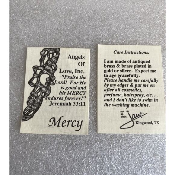 Jane 1997 Angel Of Love AOL Vintage Pin Brooch Rhinestone Silver Signed Jane - Picture 9 of 9